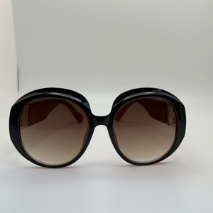 Oversized Round Sunglasses with Gold Arm Detail